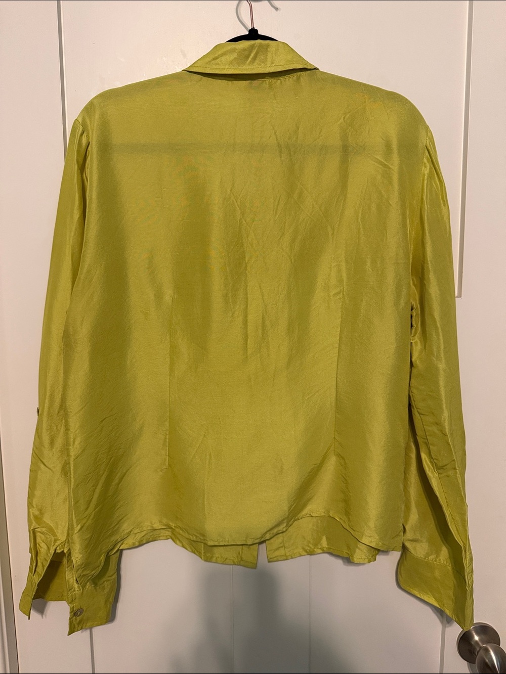 S.L.B. 100% Silk Button-Up Shirt in Lemon Yellow Vintage - Picture 4 of 6